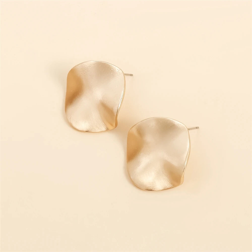 Fashion Simple Mental Minimalistic Art Deco Stud Earrings for Girls Sweet Elegant Dainty Jewelry for Women Ladies Accessories