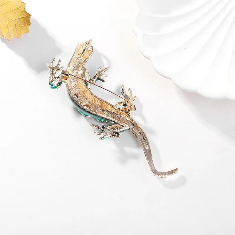 Fashion Glitter Animals Gecko Reptile Brooches for Girls Stylish Trendy Pins Jewelry for Women Ladies Accessories Wholesale