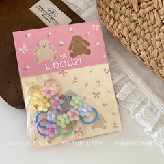 Mini Cartoon Fruit Animals & Flower Scrunchies for Baby Girls Cute Kawaii Hair Ties for Kids Fashionable Sweet Hair Accessories