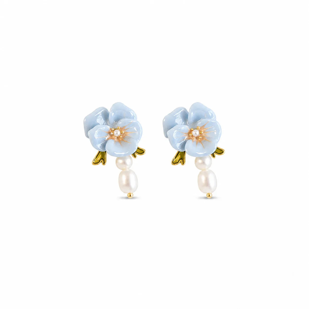Female Blue Green Flower Shape Freshwater Pearl Earring Elegant Sweet Fashion Factory Price in Stock Jewelry for Women Causal