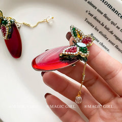 Women's Chic Elegant Alloy Hairpins Clamp Accessories Butterfly Pendant Red Small Alligator Clips for Parties-Chic Fashion