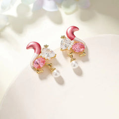 Sweet Solid Color Glitter Rhinestone Drop Earrings for Girls Elegant Cute Fashion Jewelry for Women Ladies Accessories Chic