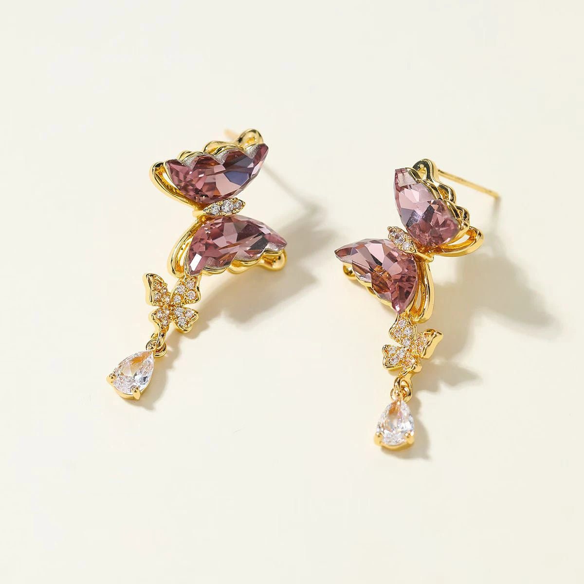 Fashion Elegant Rhinestone Butterfly Bowknot Drop Earrings for Girls Sweet Imitation Pearl Jewelry for Women Ladies Accessories