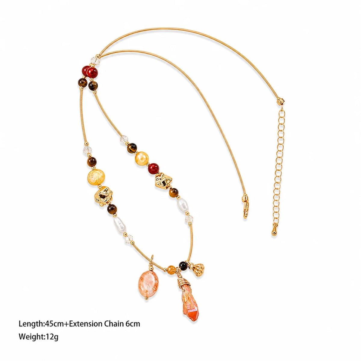 Fashion Crystal Red Agate Freshwater Pearl Tiger Eye Stone Natural Stone Copper 18K Gold Necklace for Girls Jewelry for Women
