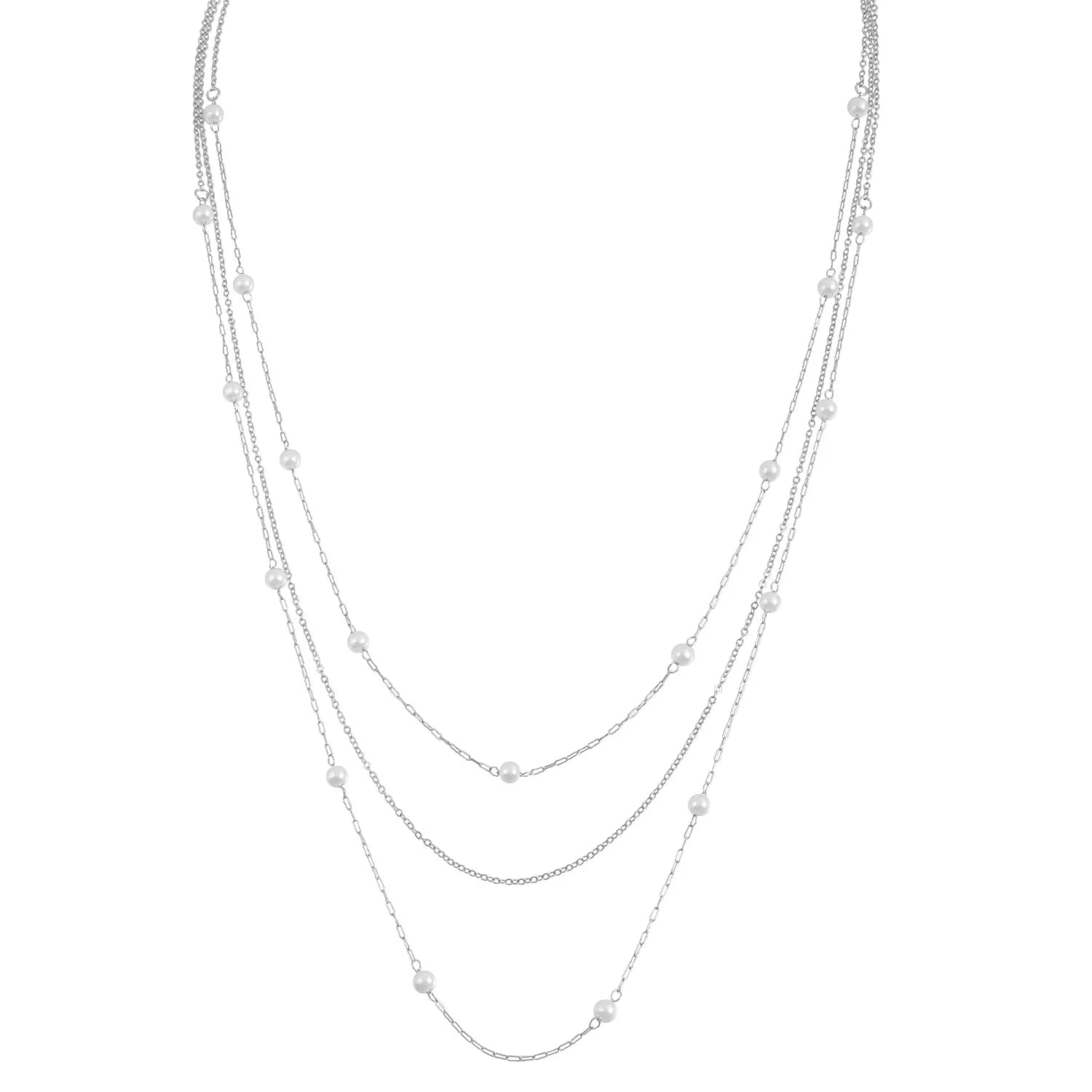 Fashion Simple Imitation Pearl Sweater Chain Necklaces for Girls Sweet Elegant Minimalistic Jewellry for Women Ladies Accessory