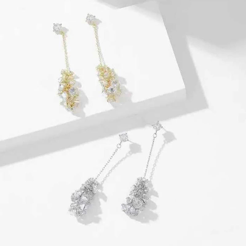 Fashion ELegant Art Deco Glamorous Tassel Drop Earrings for Girls Heart Shaped Simple Jewelry for Women Ladies Accessories