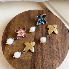 Female Square Shape Green Pink S925 Silver Freshwater Pearl Drop Earring Elegant Trendy Charms Factory Price in Stock Jewelry