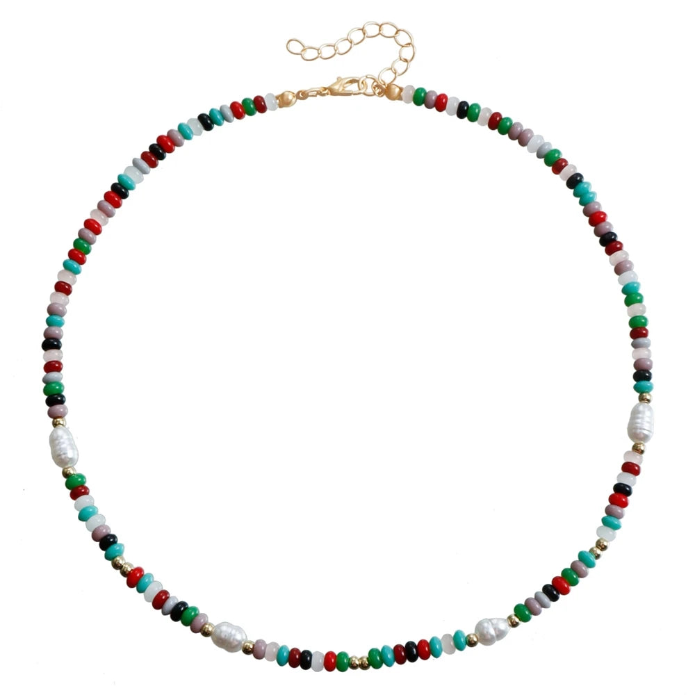 Fashion Colorful Beads Sweet Necklaces for Girls Simple Elegant Cute Jewellry for Women Ladies Accessories Chinese Supplier
