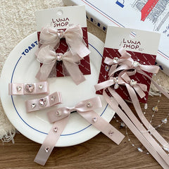 Luxurious Women's Hair Accessories Elegant Bowknot Hair Clips Trendy Lace Alligators Solid Color Sweet Cute Alloy Fabric
