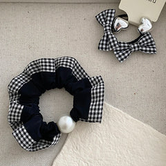 Female Black Imitation Pearl Hair Ties Elegant Fashion Simple Ponytail Holder in Stock Scrunchies Accessories for Women Office