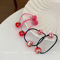 Cute Sweet Fruit Animals Scrunchies Fashionable Plaid Kawaii Hair Ties for Baby Girls and Kids Hair Accessories Stock