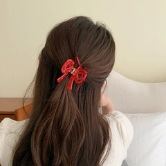 Sweet Cute Bowknot Solid Color Ribbon Hair Claw Clips for Girls Elegant Fashion Haarspange for Women Ladies Hair Accessories