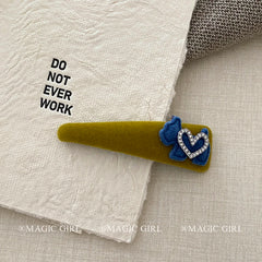 Plush Flocked Love Heart Puppy Triangle Hair Clip Elegant Side Barrettes Bangs Clip New BB Clip Hair Accessory for Women Girls