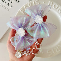 Lustrous Bowknot Imitation Pearl Hair Clips Elegant Princess Hair Accessories for Baby Girls Kids Plastic Fabric Sea Alligators
