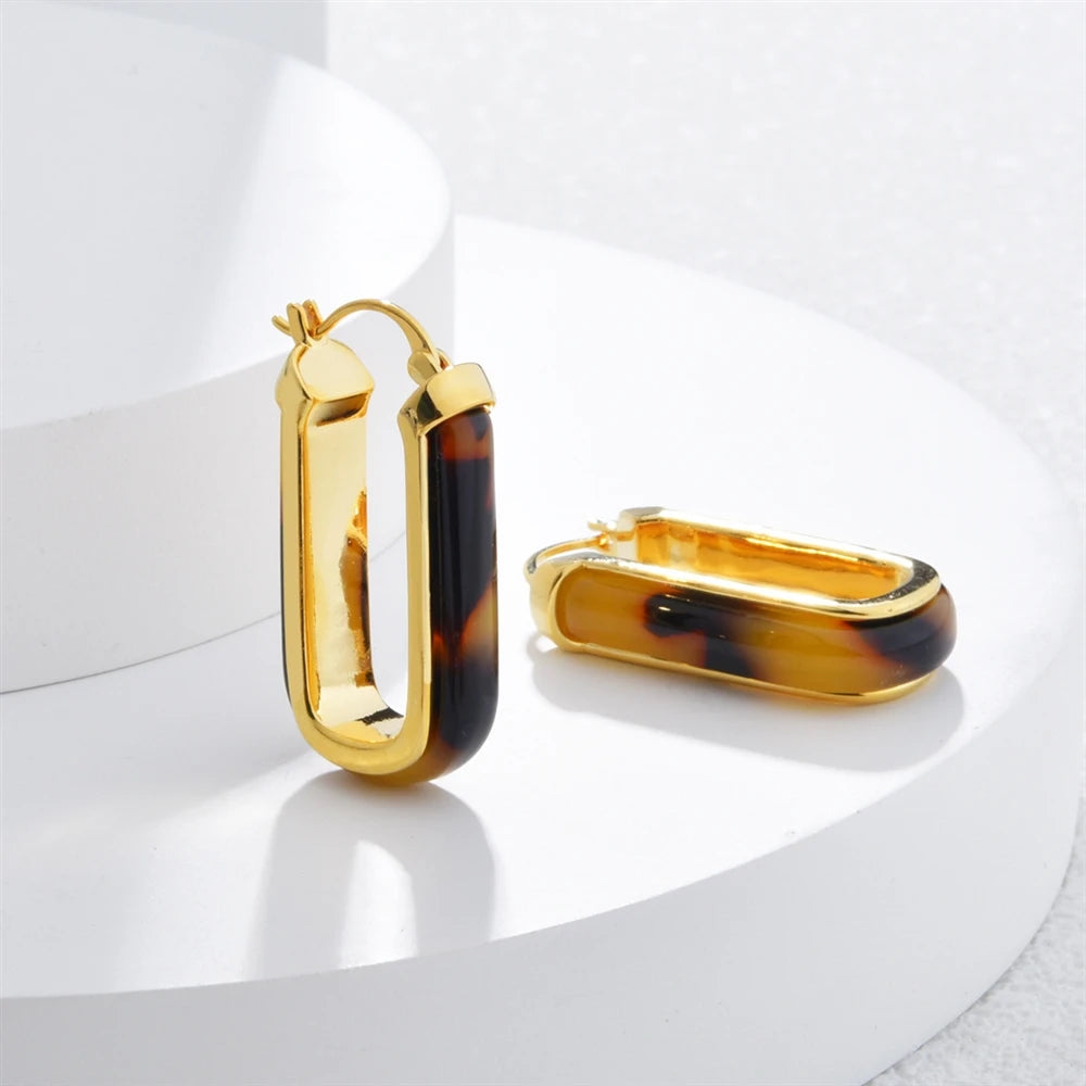 European American U-shaped Earrings Leopard Print Retro Ear Buckles Light Luxury Fashion Earrings Women Jewelry Accessories Bulk