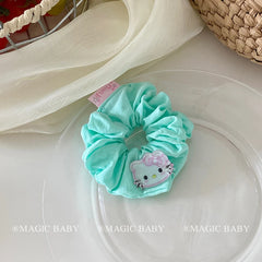Fashion Cute Animals Kitty Cat Scrunchies for Baby Girls Solid Color Trendy Hair Tie for Kids Children Hair Accessories in Stock