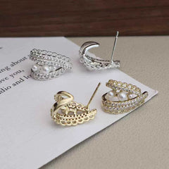 Ladies Heart Butterfly Rhinestone Decorative Small Drop Earring Fashion Chic Glitter Sparking Wholesale Daily Jewelry Accessory