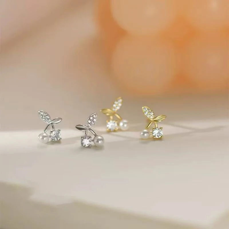 Women Snake Gourd Cherry Shape New Design Small Mini Stud Earring Cute Lovely Fashion Wholesale Jewelry Accessories for Street