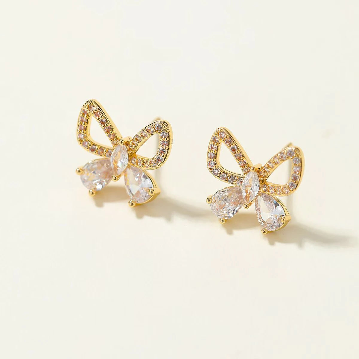 Elegant Trendy Flower Floral Glitter Bowknot Stud Earrings for Girls Sweet Elegant Glamorous Charms Jewelry for Women Ladies