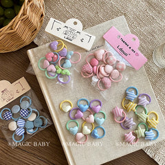 Mini Sweet Cute Dot Star Heart Scrunchies for Baby Girls Fashion Durable Kawaii Hair Ties for Kids Children Hair Accessories