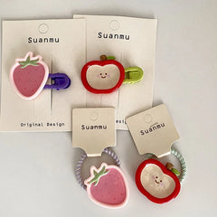 Children Fruits Color Blocked Thick Thin Hair Scrunchies Hairpins Fashion Sweet Cute Kid Hair Ties Alligator Clips Accessories