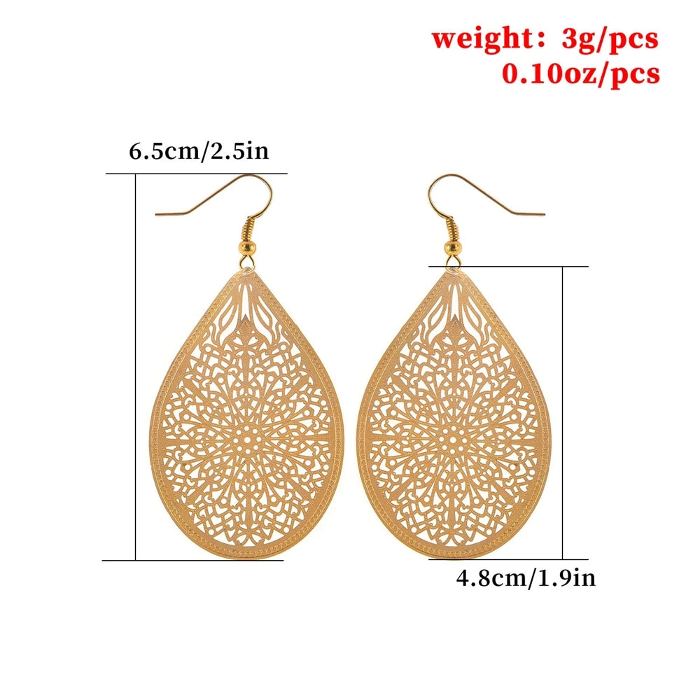 Fashion Vintage Retro Dainty Glamorous Drop Earrings for Girls Luxury Trendy Jewelry for Women Ladies Female Accessories Chic