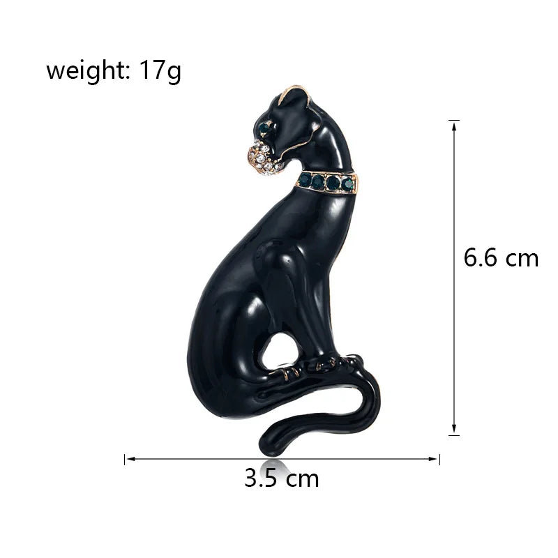 Fashion Black Leopard Trendy Brooches for Girls Stylish Punk Glamorous Charms Pins for Women Ladies Jewelry Accessories Chic