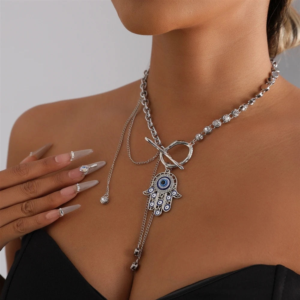 European and American Style Tassel Bold Necklaces for Girls Trendy Eyes Stylish Jewelry for Women Ladies Accessories Wholesale