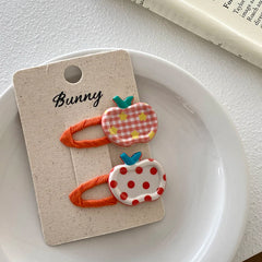 Fashion Sweet Cute Apple Fruits Plaid Hair Clips for Baby Girls Stylish Kawaii Snap Clips for Kids Children Hair Accessories
