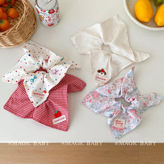 Sweet Cute Red Grid Dots Animals Bowknot Print Kerchief Scrunchies Kids Daily Fashion Hair Ties Accessories for Girls