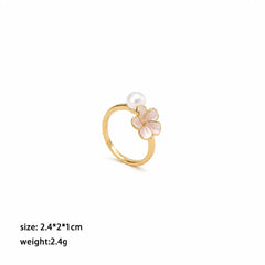 Fashion Freshwater Pearl 18K Gold Plated Copper Rings for Girls Flower Jewelry for Women Ladies Wholesale China Manufacturer