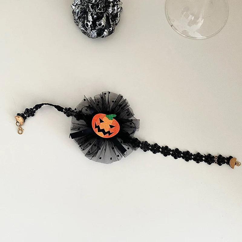 Women 2025 Hot Sale Halloween Party Pumpkin Human Skeleton Fashion Elegant Beauty Customized Collarbone Necklace for Female