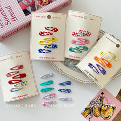 Children Candy Color Dots Grid Solid Color Small Snap Clips Sweet Fashion Cute Wholesale in Stock Hairpins Accessories for Kids