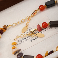 Unisex Red Agate Natural Stone Beads Necklace Bracelet Fashion Vintage Charms Low MOQ in Stock Jewelry Sets for Female Causal