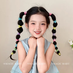 Sweet Cute Kids Hair Ties Candy Color Star Heart Beads Solid Color Small Scrunchies Accessories for Children Wholesale Stock