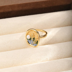 Fashion Copper 18K Gold Plated Pearl Vintage Rings for Girls Trendy Elegant Jewelry for Women Ladies Wholesale China Factory