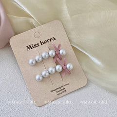 Glitter Fashion Luxurious Imitation Pearl Hair Clips for Girls Bowknot Chic Sweet Bobby Pin for Women Ladies Hair Accessories
