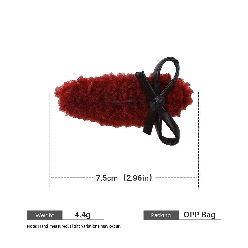 Fashion Bowknot Solid Color Fluffy Hair Clips for Girls Sweet Trendy Snap Clips for Women Ladies Hair Accessories in Stock