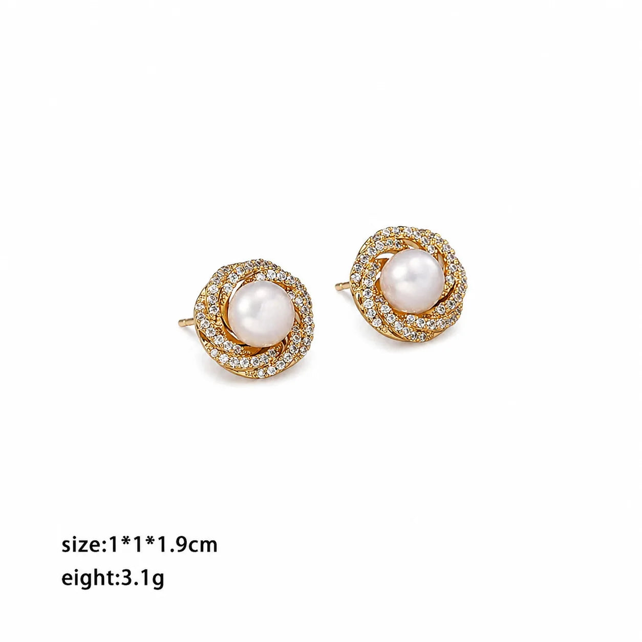 Female Elegant Freshwater Pearl S925 Silver Zircon Circle Square Shape Stud Earring Low MOQ Factory Price in Stock Daily Jewelry