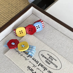 2025 New Design Acrylic Button Multicolor Small Alligator Clips Fashion Beauty Wholesale Stock Hairpins Accessories Kids Carton