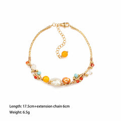 Fashion Freshwater Pearl Copper 18K Gold Natural Stone Bracelets for Girls Sweet Crystal Jewelry for Women Ladies Wholesale Bulk