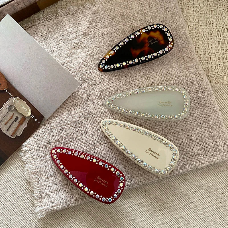 Exquisite Elegant Crystal Hair Clips Teardrop Shape Barrette French Fashion Hairpins Hair Accessories for Women Girls Wholesale