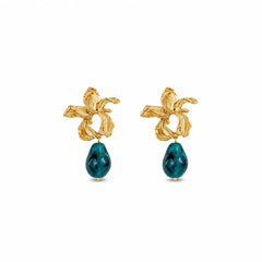 Women Star Flower Alloy Red Green Drop Earring Elegant Vintage Dainty Factory Price in Stock Jewelry for Female Girls Causal