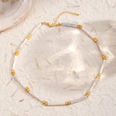 Fashion Elegant Freshwater Pearl Sweet Necklaces for Girls 18K Gold Luxury Jewelry for Women Ladies Accessories Wholesale Bulk