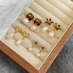 Fashion Freshwater Pearl Sweet Elegant S925 Silver Drop Earrings for Girls 18K Gold Plated Jewelry for Women Ladies Wholesale