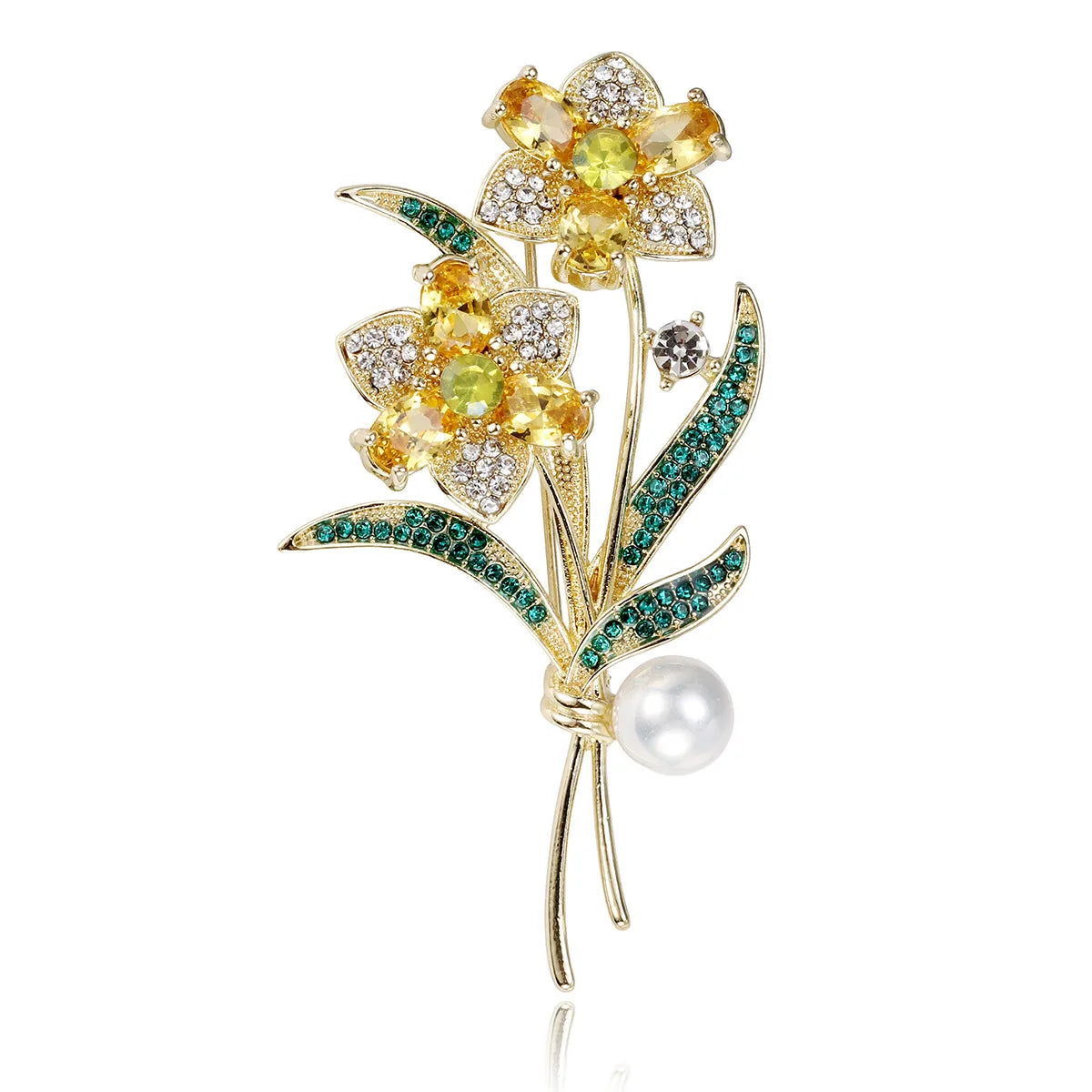 Fashion Glitter Flowers Rhinestone Sparking Sweet Brooches for Girls Elegant Floral Pins Jewelry for Women Ladies Accessories