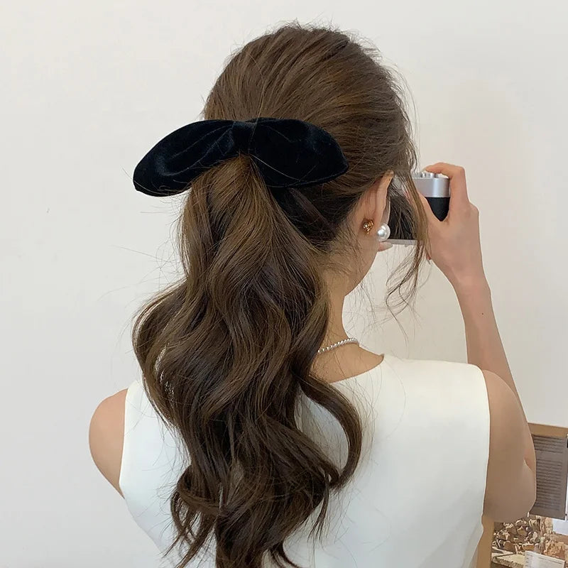 Sweet Simple Fashion Elegant Bowknot Scunchies for Girls Trendy Graceful Hair Ties for Women Ladies Accessories in Stock Chic