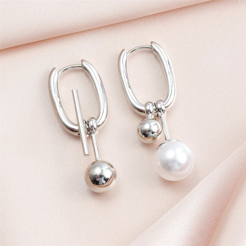 Fashion Simple Art Deco Trendy Drop Earrings for Girls Sweet Imitation Pearl Jewellry for Women Ladies Accessories Wholesale