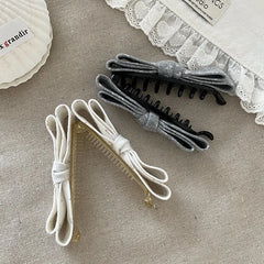 Fashion Trendy Bowknot Flowers Elegant Hair Clips for Girls French Style Simple Banana Clips for Women Ladies Hair Accessories