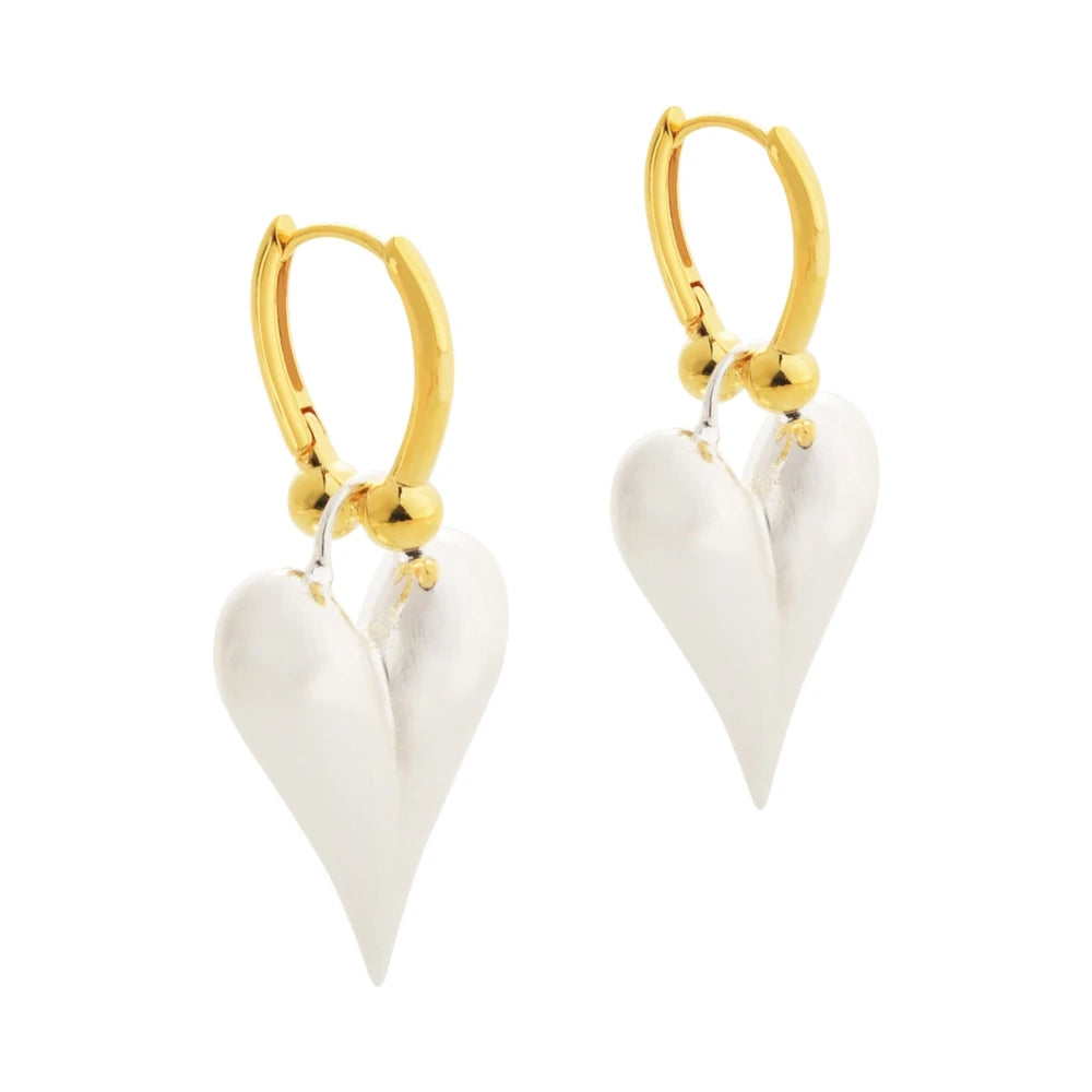 Women's Elegant Heart Drop Earrings Gold Siliver Brushed Love Shaped Earrings Fashionable Jewelry Accessories for Gift Wholesale